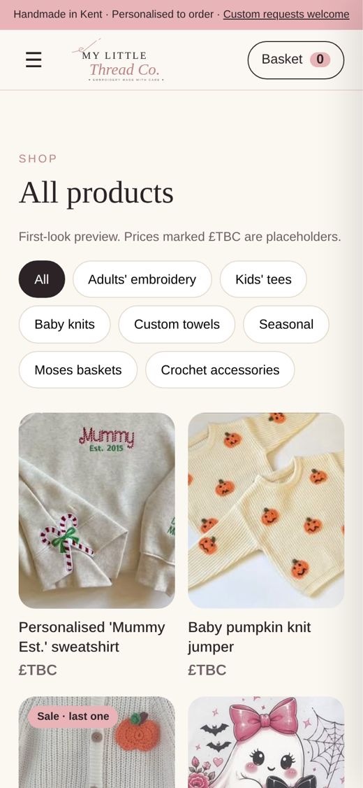 My Little Thread Co. shop grid